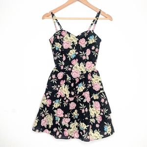 Floral Print Dress Spaghetti Strap Tiered Ruffle 6